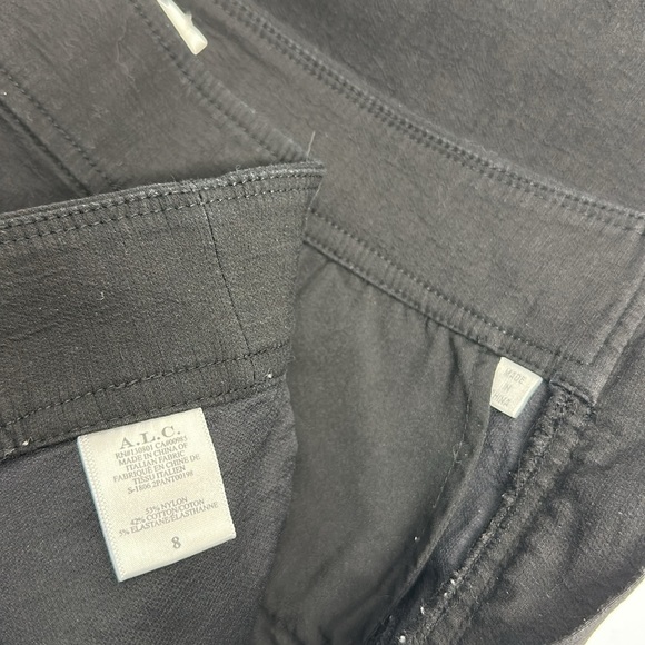 Alc Pants Skinny Trousers Hi Waist Pockets Cotton Stretch Side Zip Black Size 8 - Picture 8 of 10